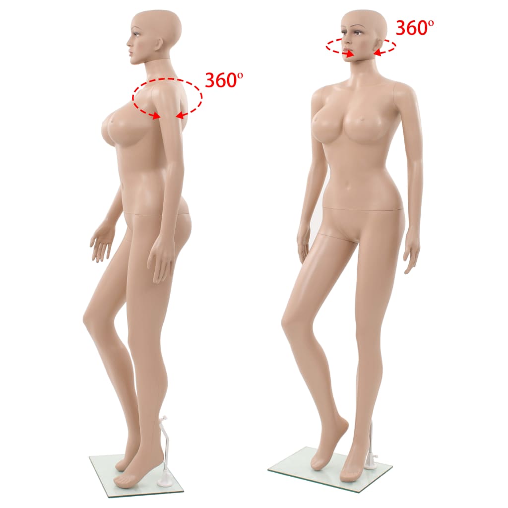 Sexy Female Mannequin with Glass Base Beige 180 cm