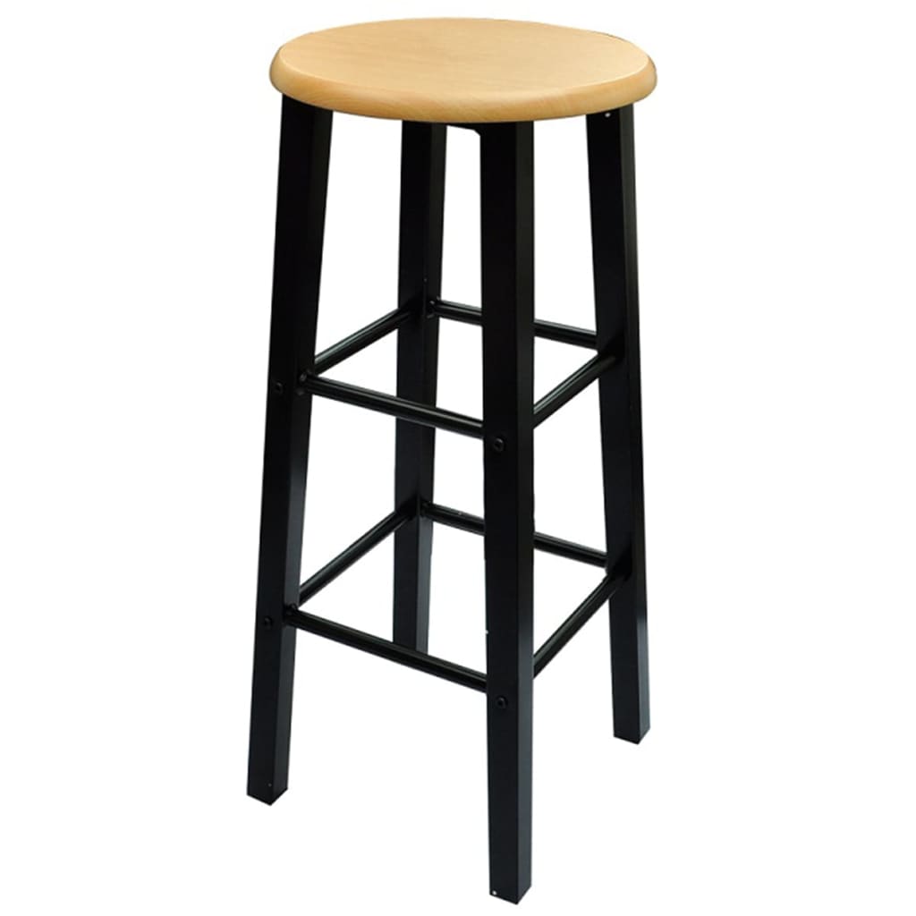 Bar Table and Stool Set 3 Pieces Wood and Steel
