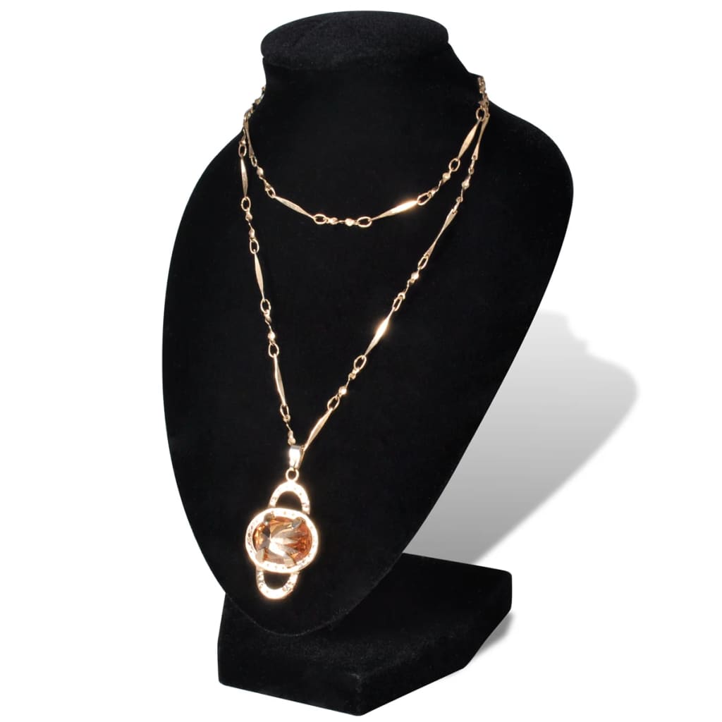 Flannel Jewelry Holder Necklace Bust Black 9 x 8.5 x 15 cm 4 pcs