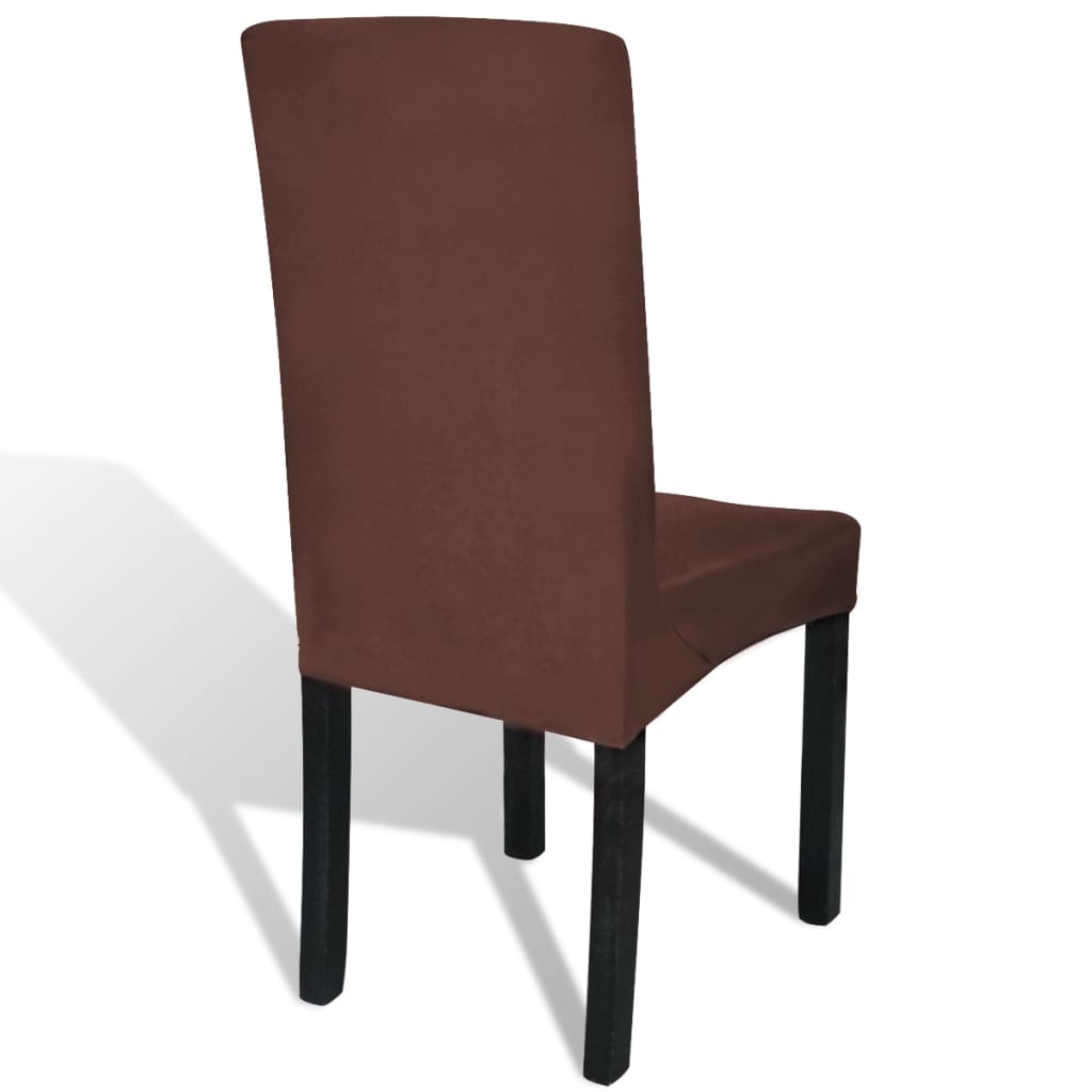 Straight Stretchable Chair Cover 4 pcs Brown