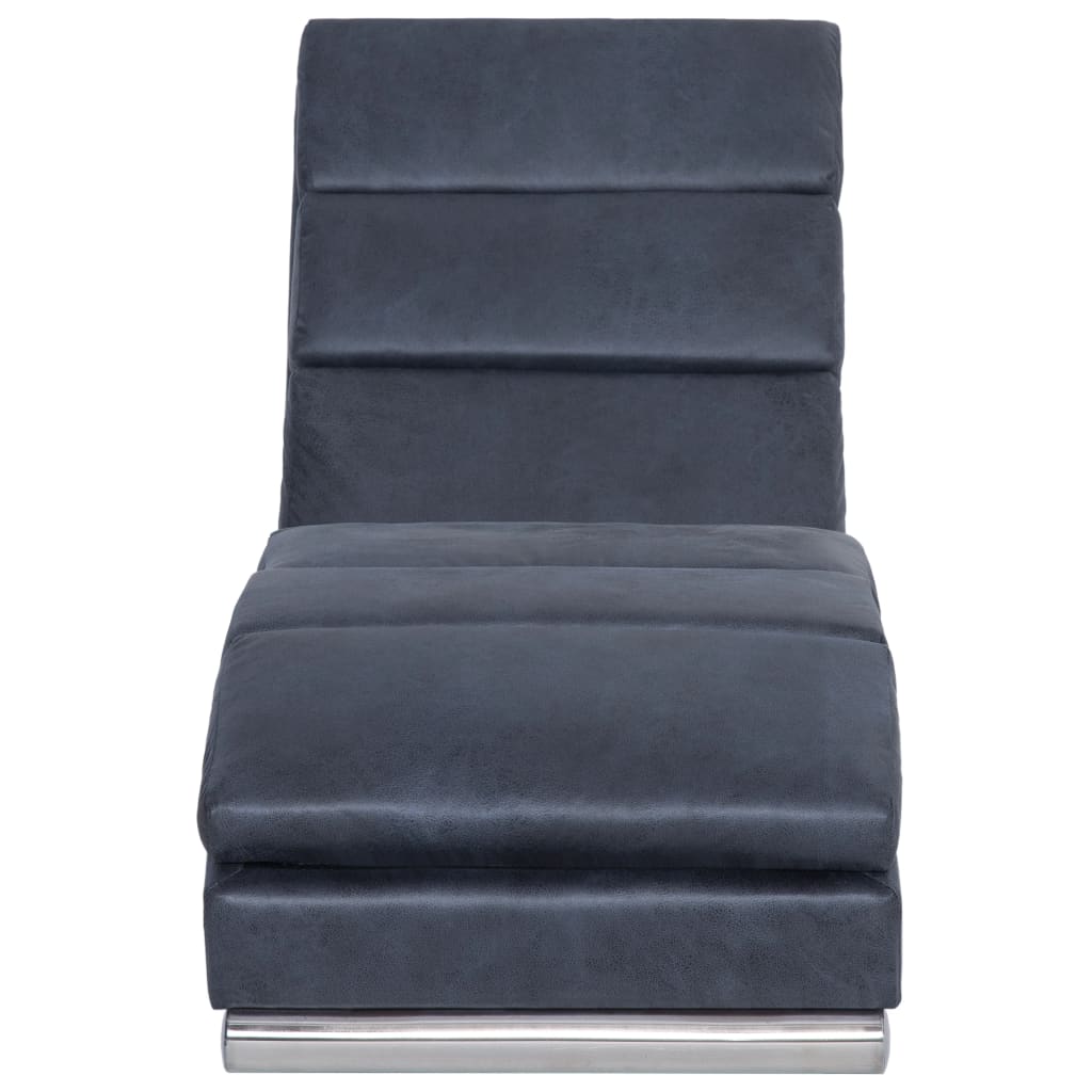 Chaise Longue Grey Faux Suede Leather