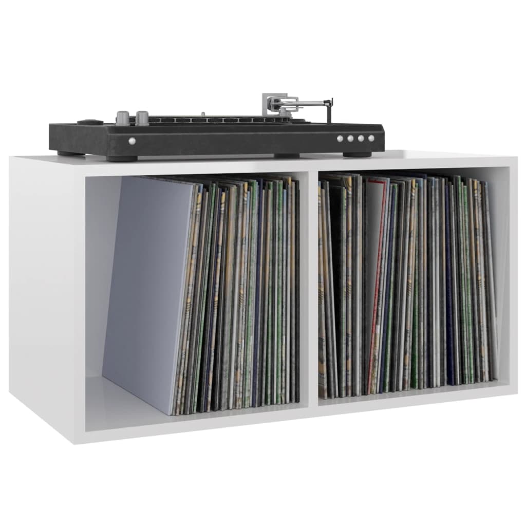 Vinyl Storage Box High Gloss White 71x34x36 cm Engineered Wood