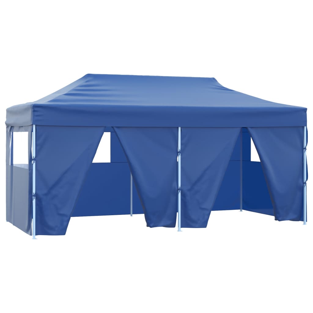 Professional Folding Party Tent with 4 Sidewalls 3x6 m Steel Blue
