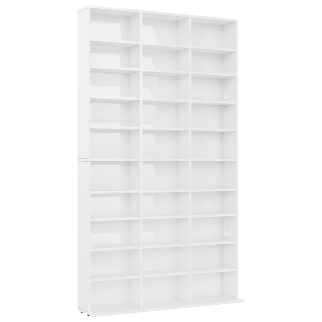 CD Cabinet High Gloss White 102x16x177.5 cm Engineered Wood