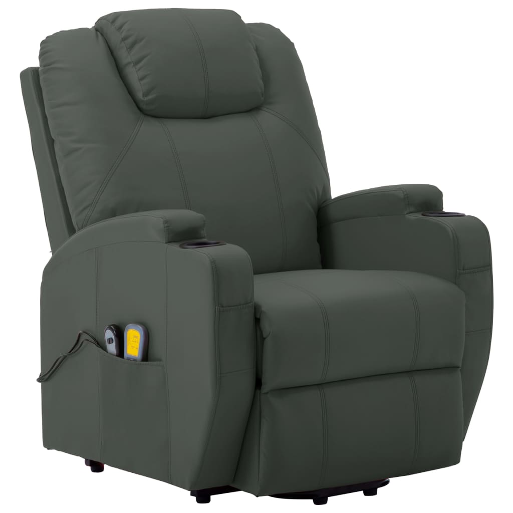 Stand-up Massage Recliner Anthracite Faux Leather (AU only)