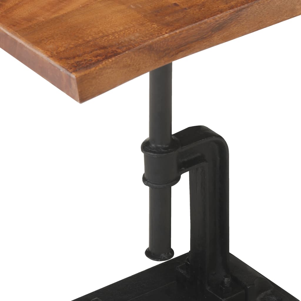 Side Table Brown 45x35x49 cm Solid Acacia Wood & Cast Iron
