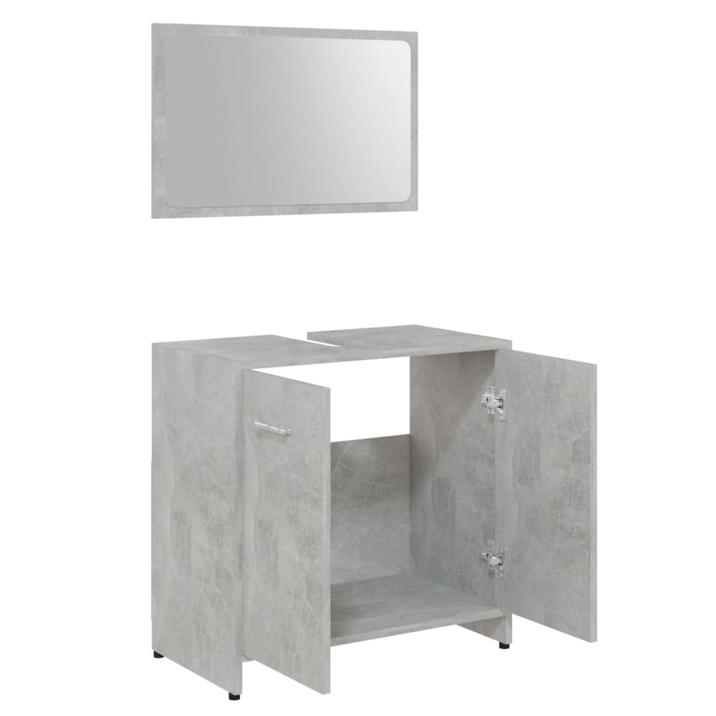 4 Piece Bathroom Furniture Set Concrete Grey Engineered Wood