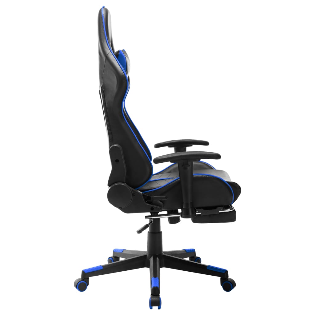 Gaming Chair with Footrest Black and Blue Artificial Leather