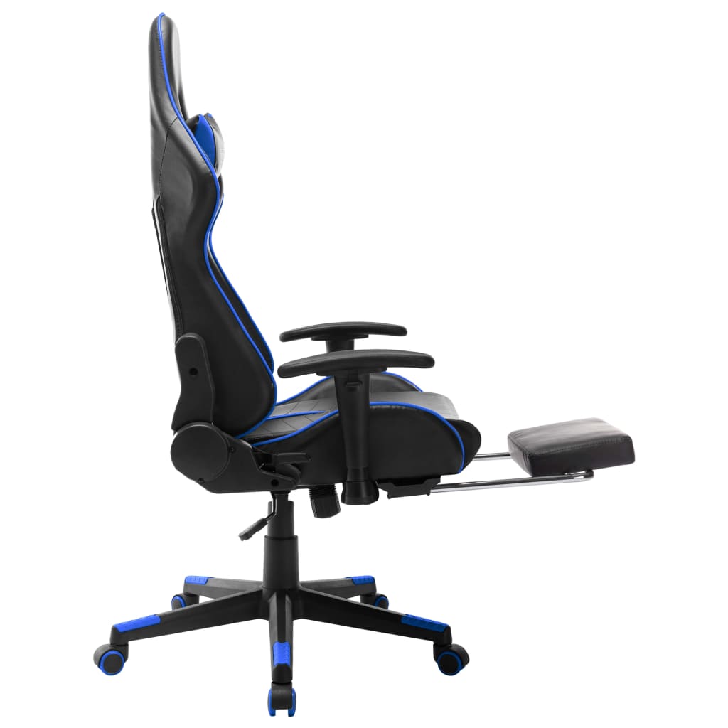 Gaming Chair with Footrest Black and Blue Artificial Leather