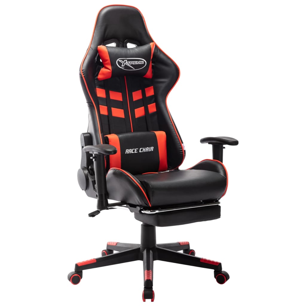Gaming Chair with Footrest Black and Red Artificial Leather