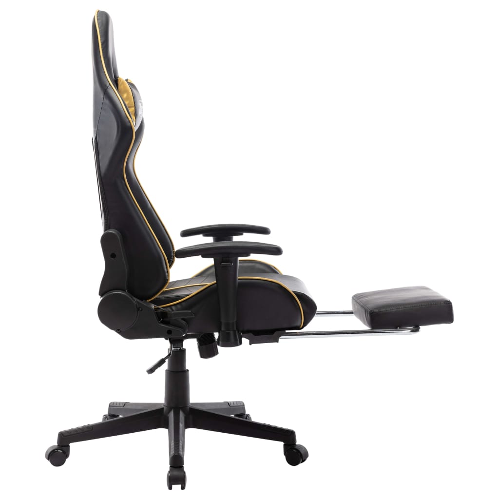 Gaming Chair with Footrest Black and Gold Artificial Leather