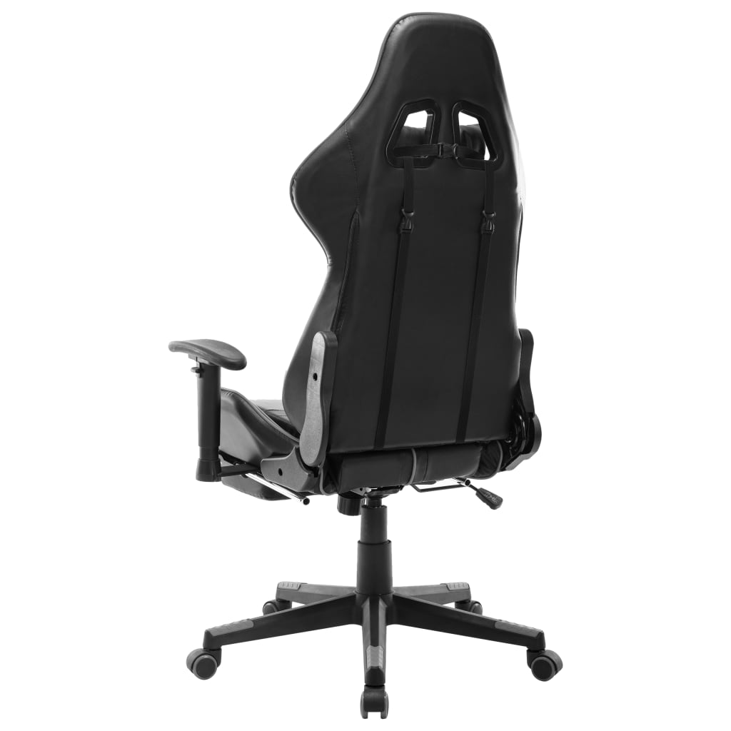 Gaming Chair with Footrest Black and Grey Artificial Leather