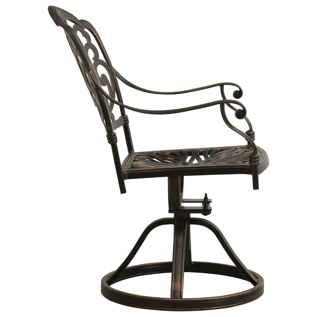 Swivel Garden Chairs 2 pcs Cast Aluminium Bronze