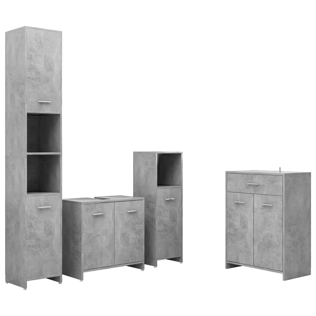 4 Piece Bathroom Furniture Set Concrete Grey