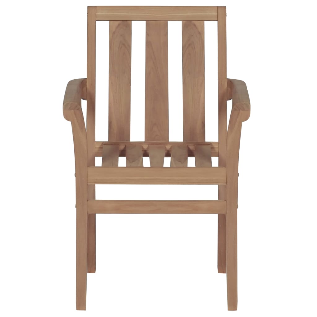 Stackable Garden Chairs with Cushions 4 pcs Solid Teak Wood
