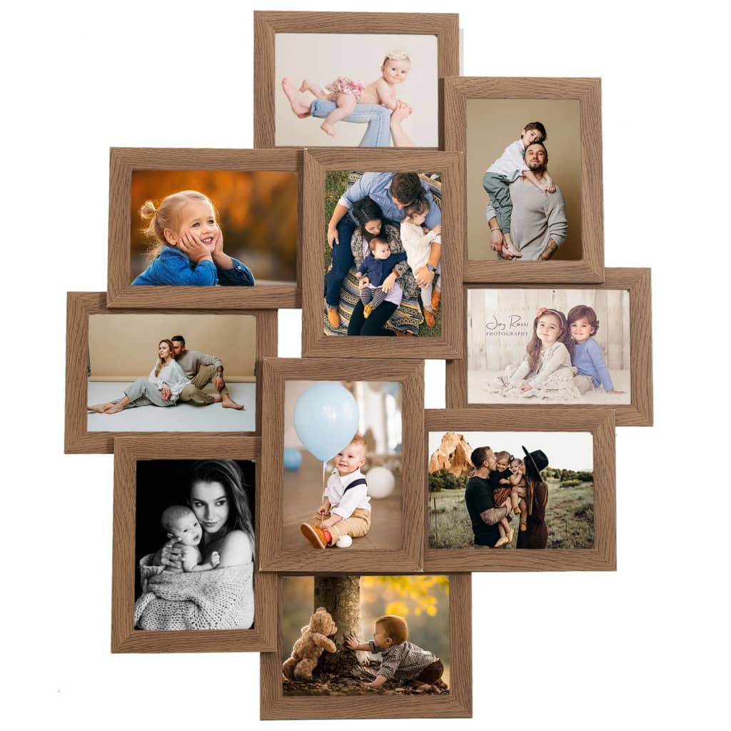 Collage Photo Frame for Picture 10 pcs 10x15 cm Light Brown MDF