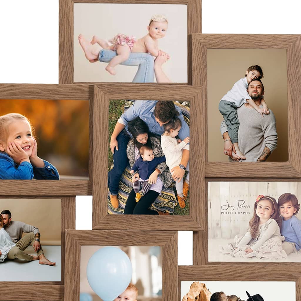 Collage Photo Frame for Picture 10 pcs 10x15 cm Light Brown MDF