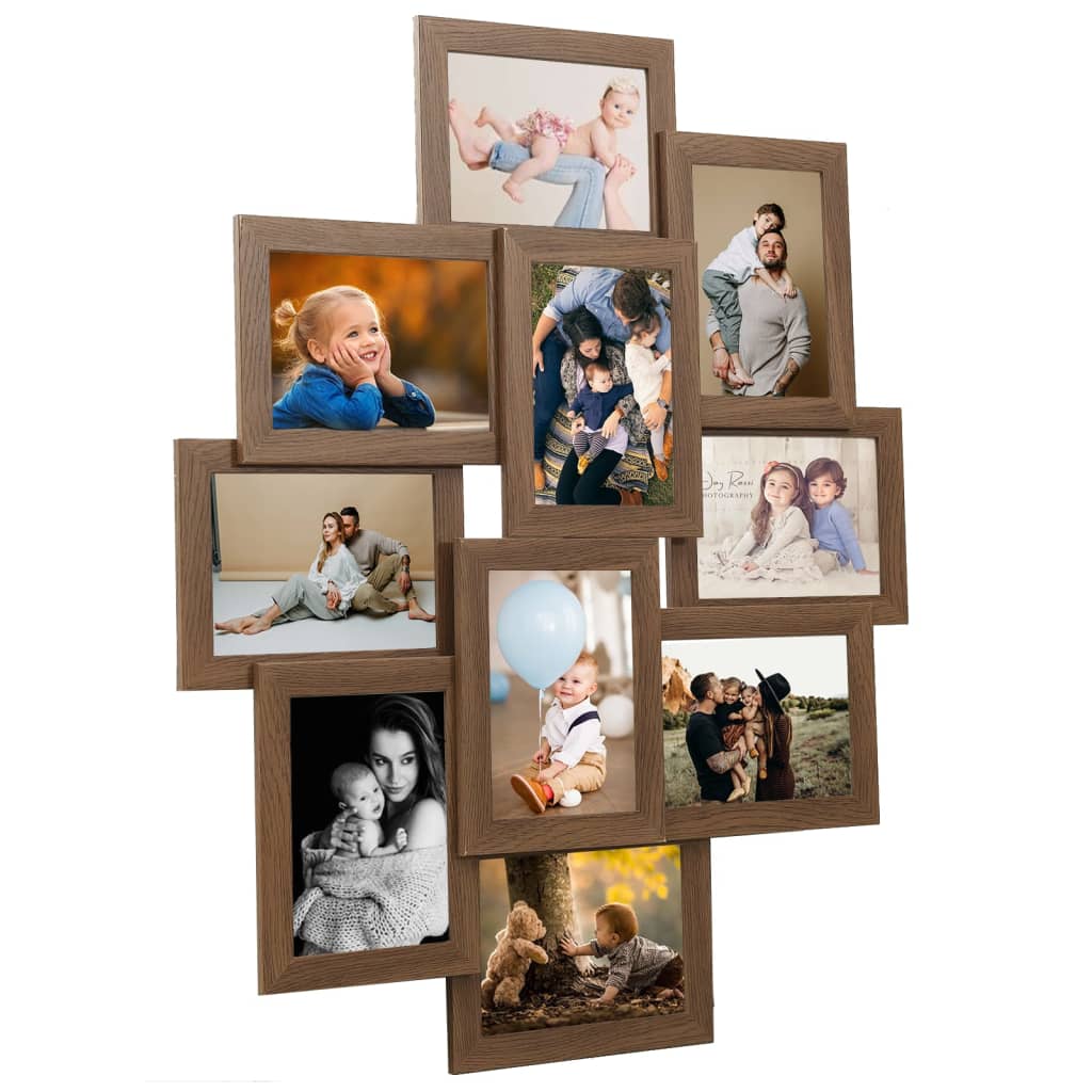 Collage Photo Frame for Picture 10 pcs 13x18 cm Light Brown MDF