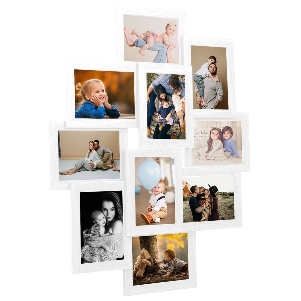 Collage Photo Frame for Picture 10 pcs 10x15 cm White MDF