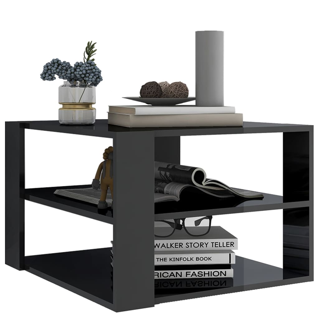 Coffee Table High Gloss Grey 60x60x40 cm Engineered Wood