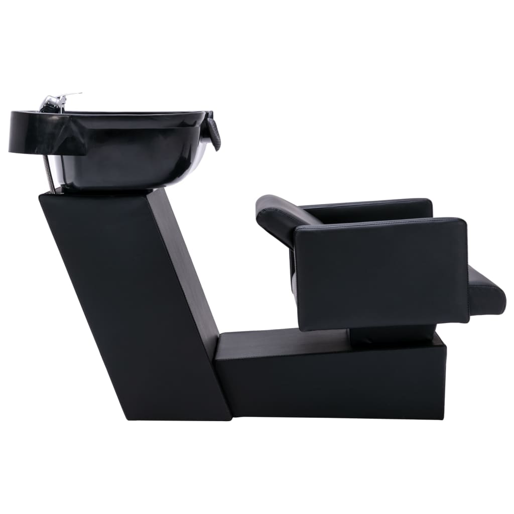 Shampoo Chair with Washbasin Black 129x59x82 cm Faux Leather