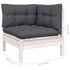 Garden Corner Sofa with Cushions White Solid Pinewood