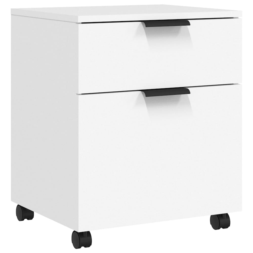 Mobile File Cabinet with Wheels White 45x38x54 cm Engineered Wood