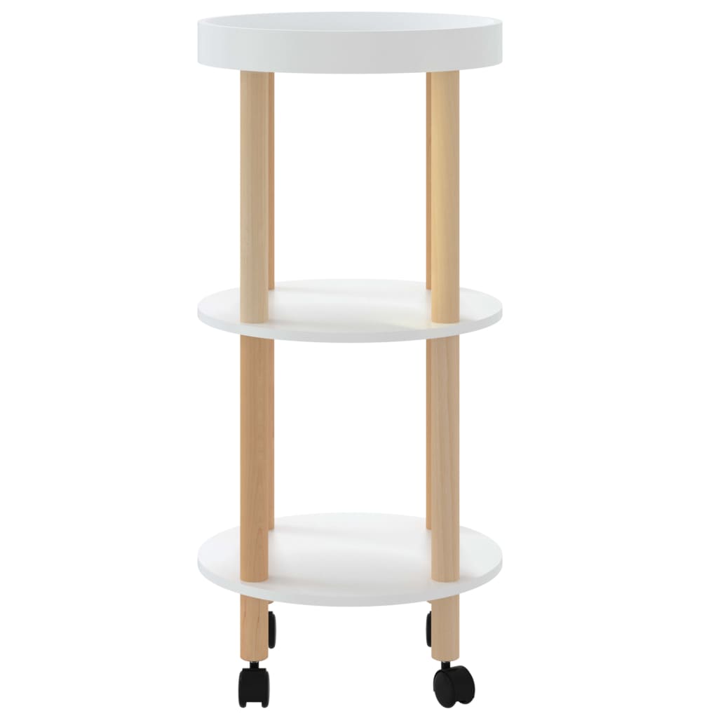 3-tier Trolley White 38x38x82 cm Engineered Wood&Solid Wood Pine