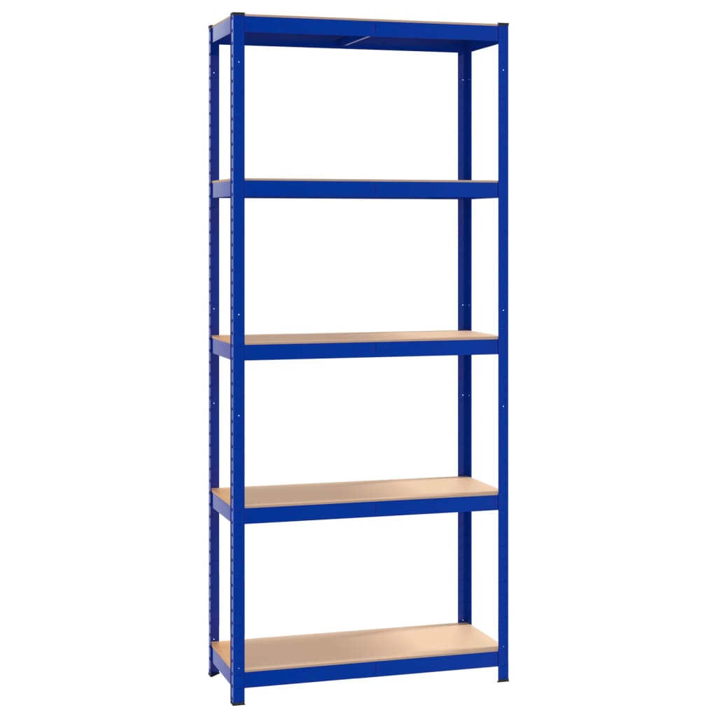 5-Layer Storage Shelf Blue Steel and Engineered Wood