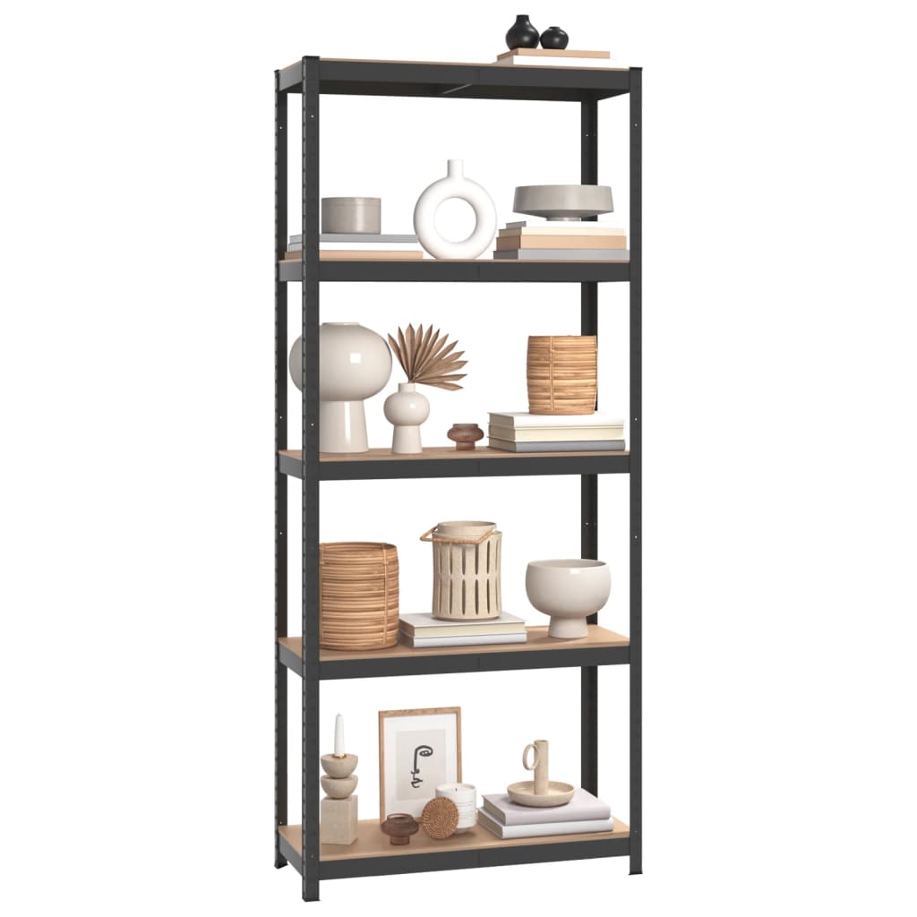 5-Layer Shelves 3 pcs Anthracite Steel and Engineered Wood