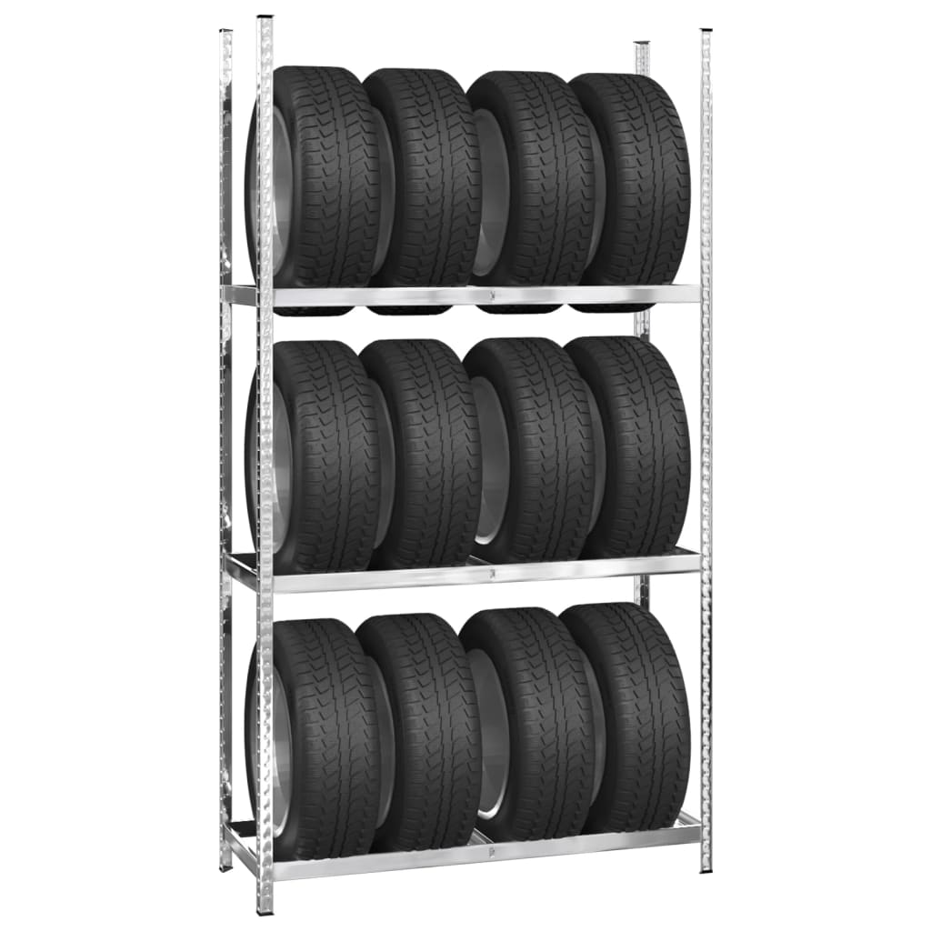 3-Layer Tire Racks 2 pcs Silver 110x40x200 cm Steel