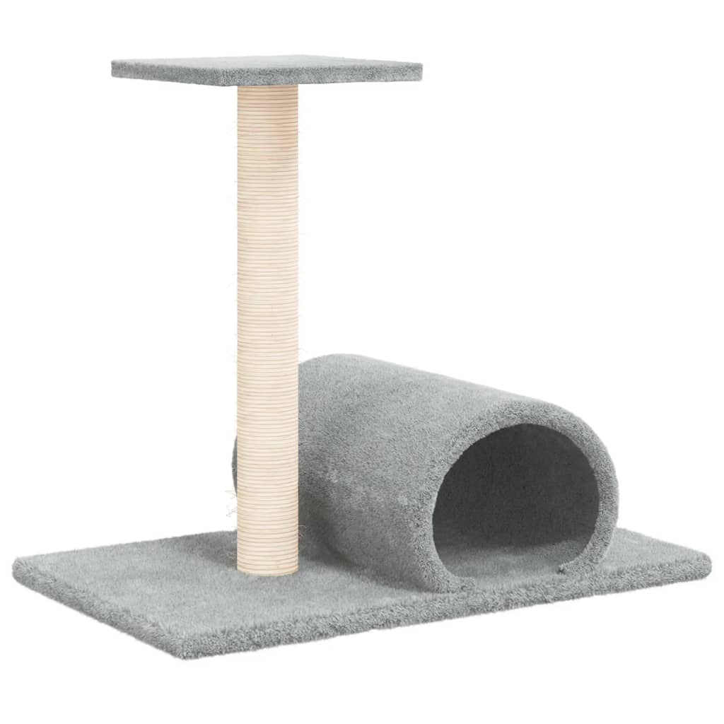 Cat Scratching Post with Tunnel Light Grey 60x34.5x50 cm