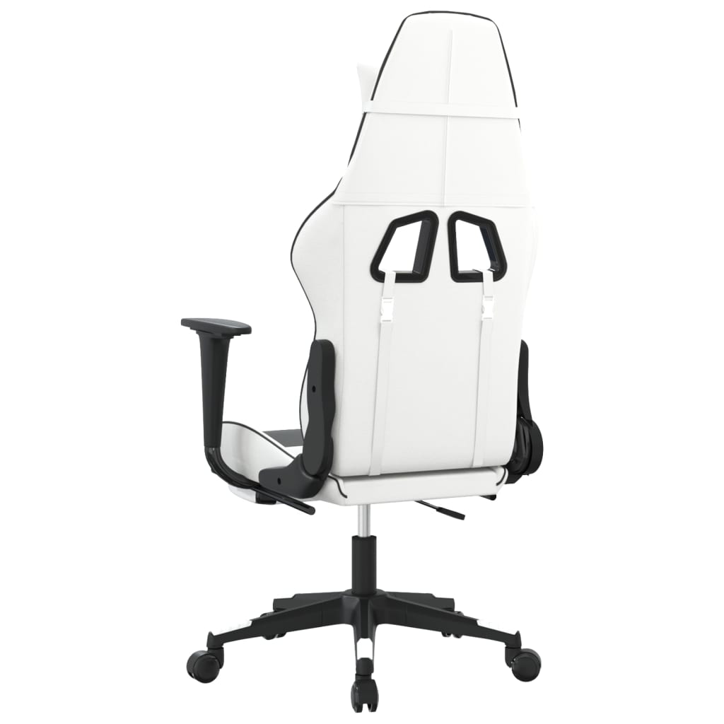 Gaming Chair with Footrest White and Black Faux Leather