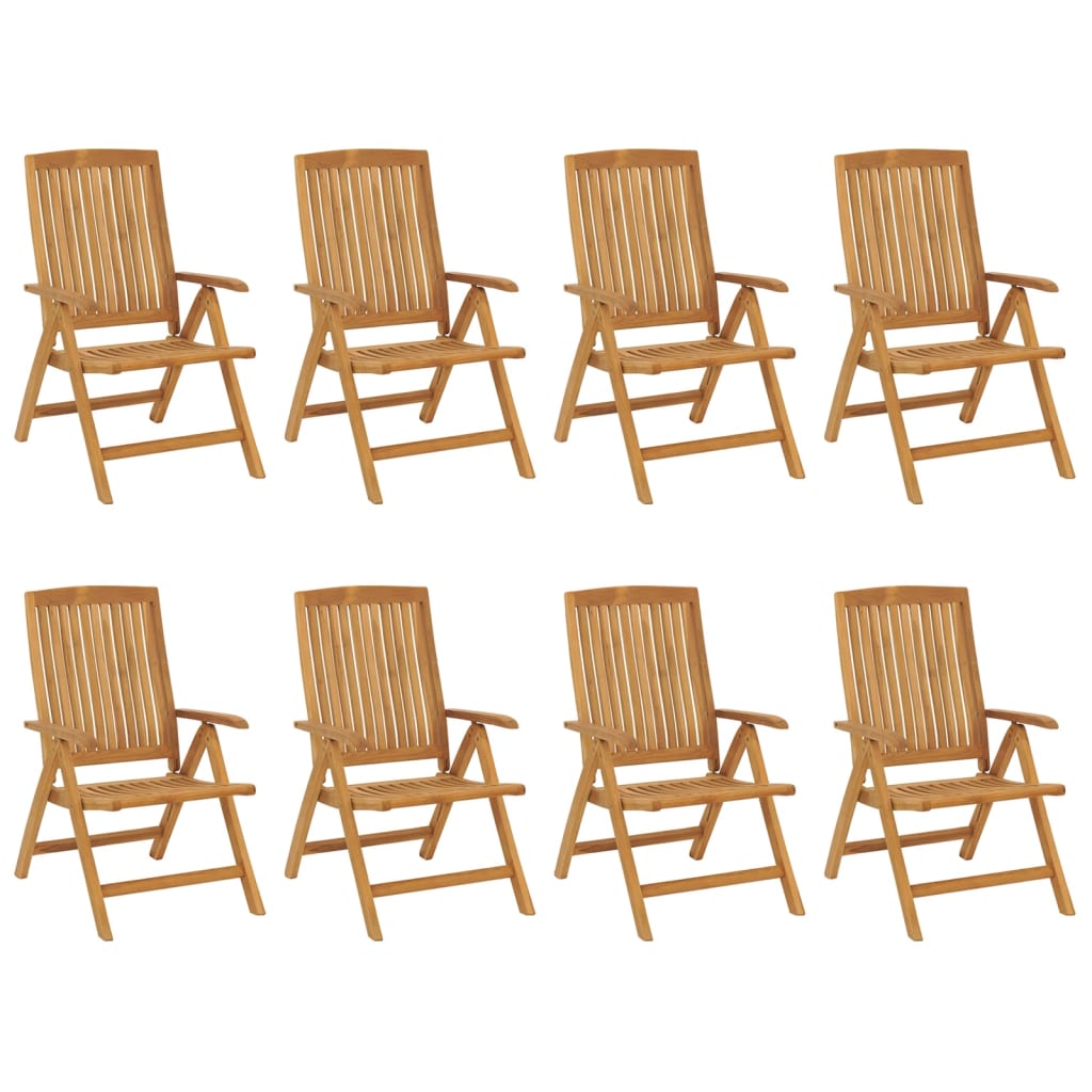 Reclining Garden Chairs with Cushions 8 pcs Solid Wood Teak