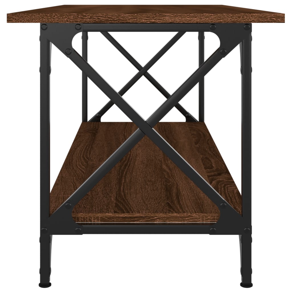 Coffee Table Brown Oak 100x45x45 cm Engineered Wood and Iron