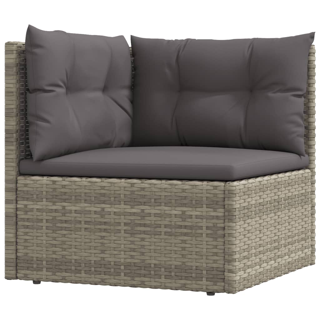 Garden Corner Sofa with Cushions Grey Poly Rattan