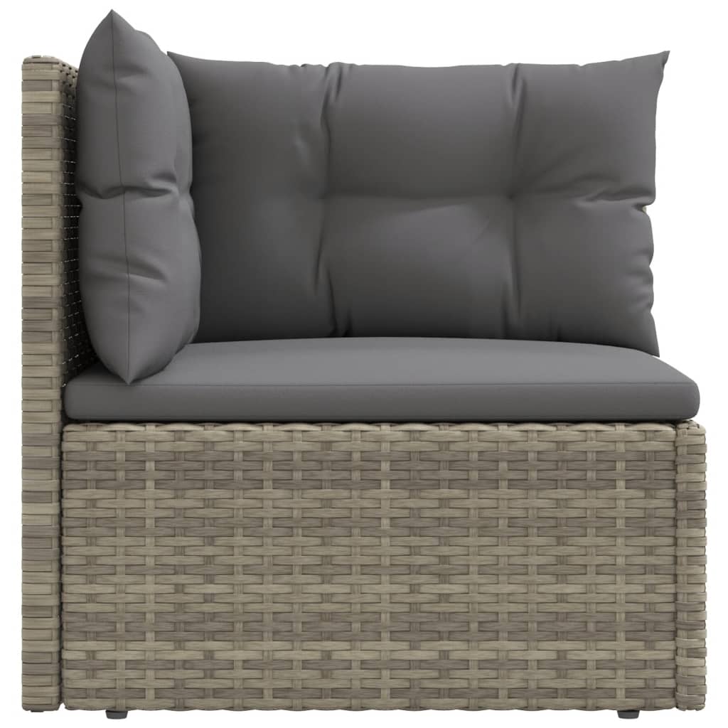 Garden Corner Sofa with Cushions Grey Poly Rattan