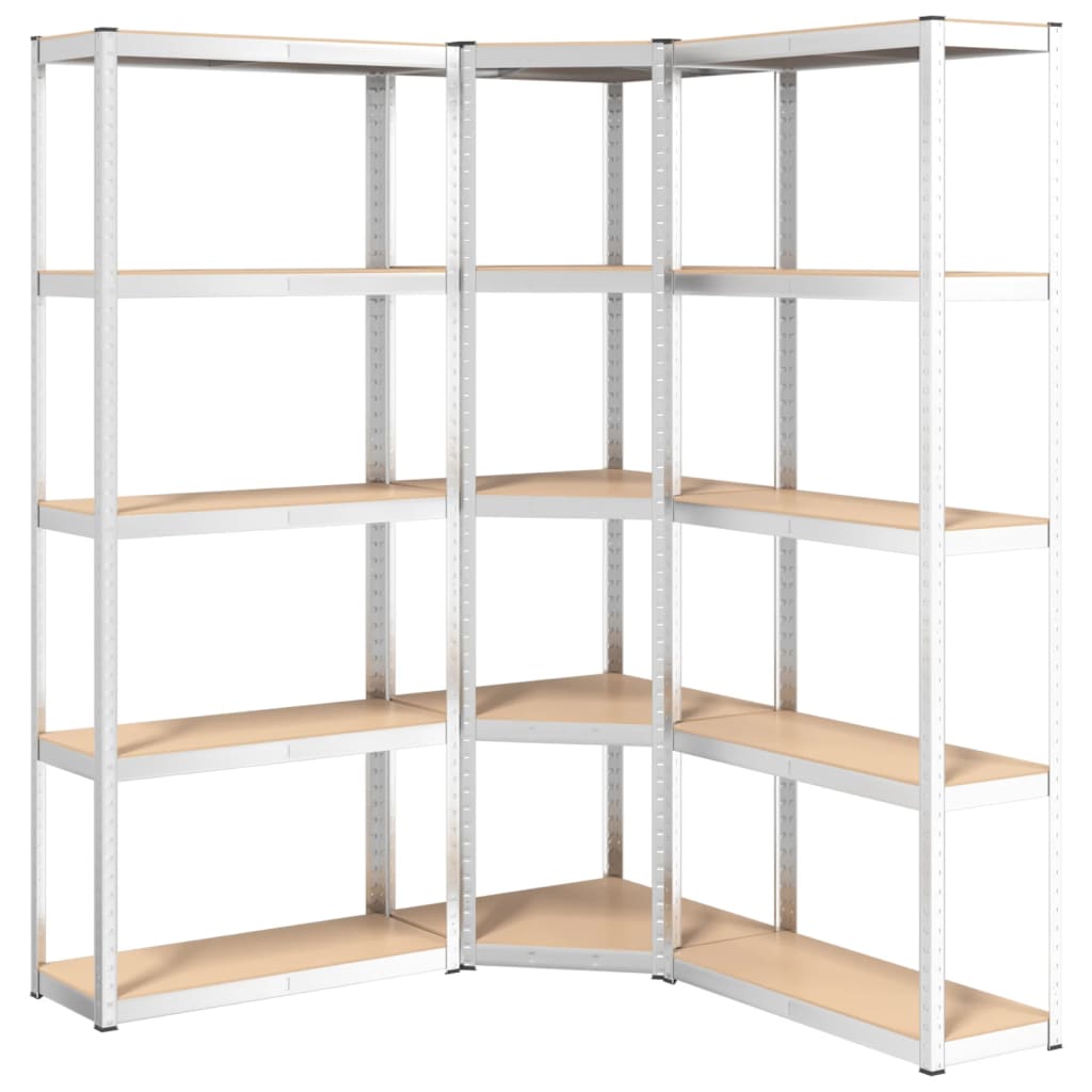 5-Layer Shelves 3 pcs Silver Steel&Engineered Wood