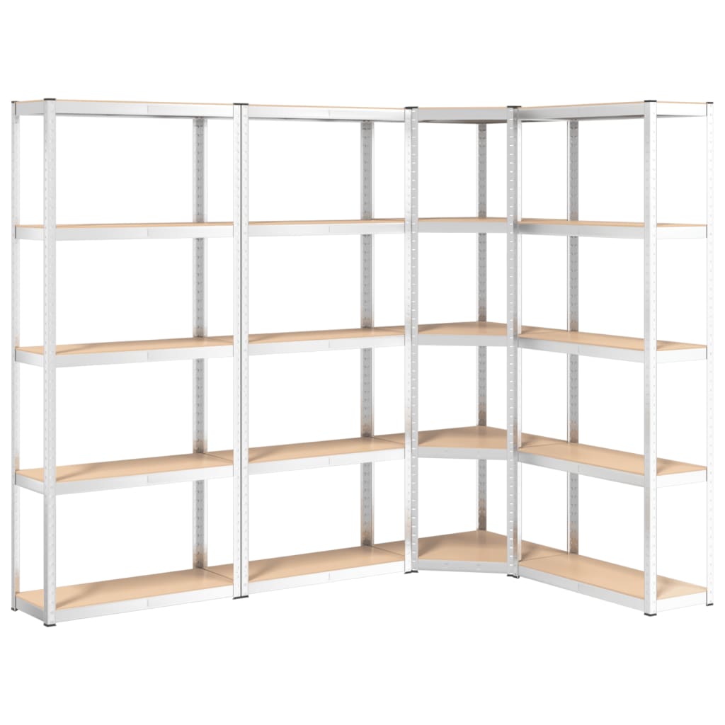 5-Layer Shelves 4 pcs Silver Steel&Engineered Wood