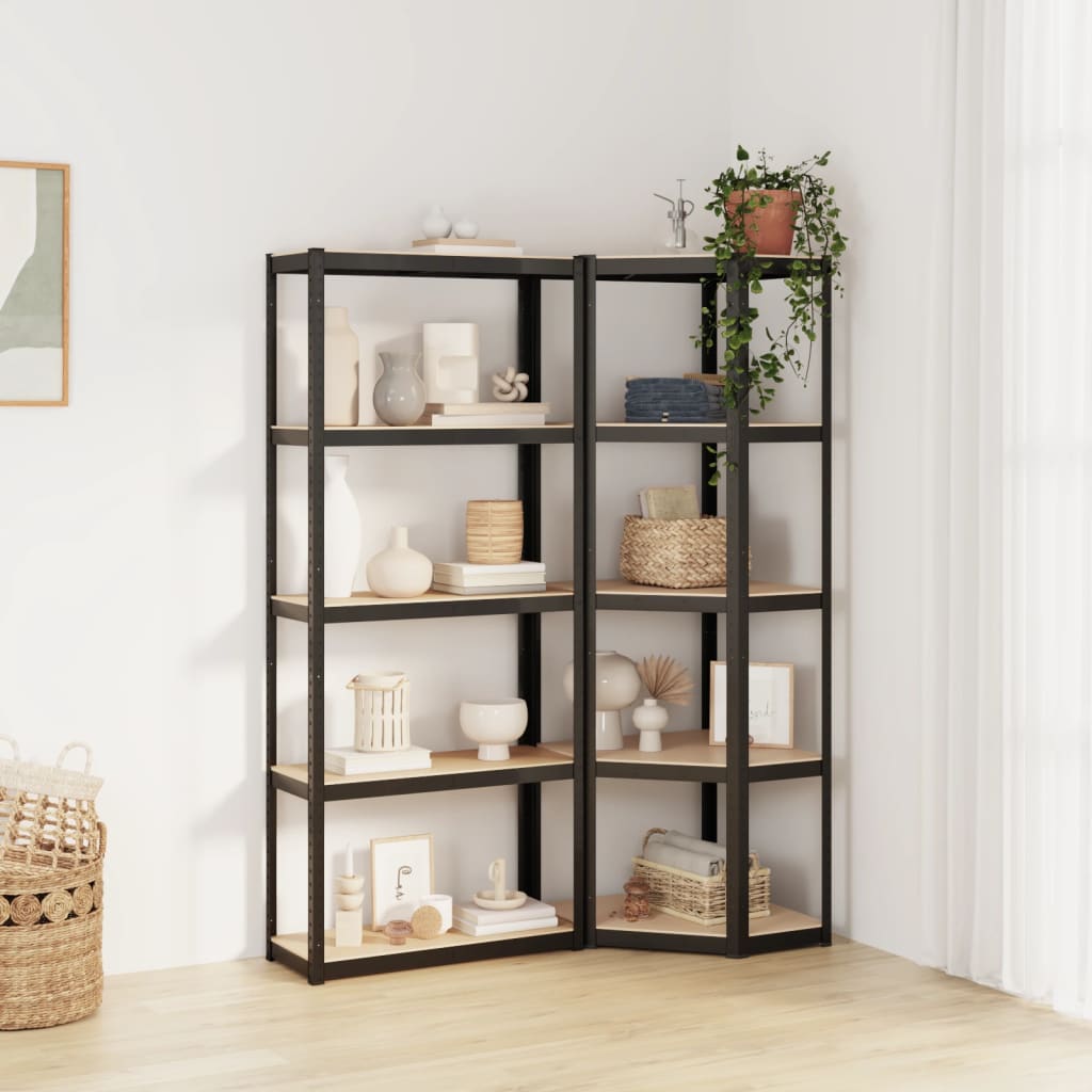5-Layer Shelves 2 pcs Anthracite Steel&Engineered Wood