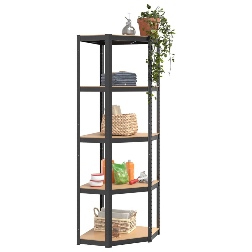 5-Layer Shelves 4 pcs Anthracite Steel&Engineered Wood