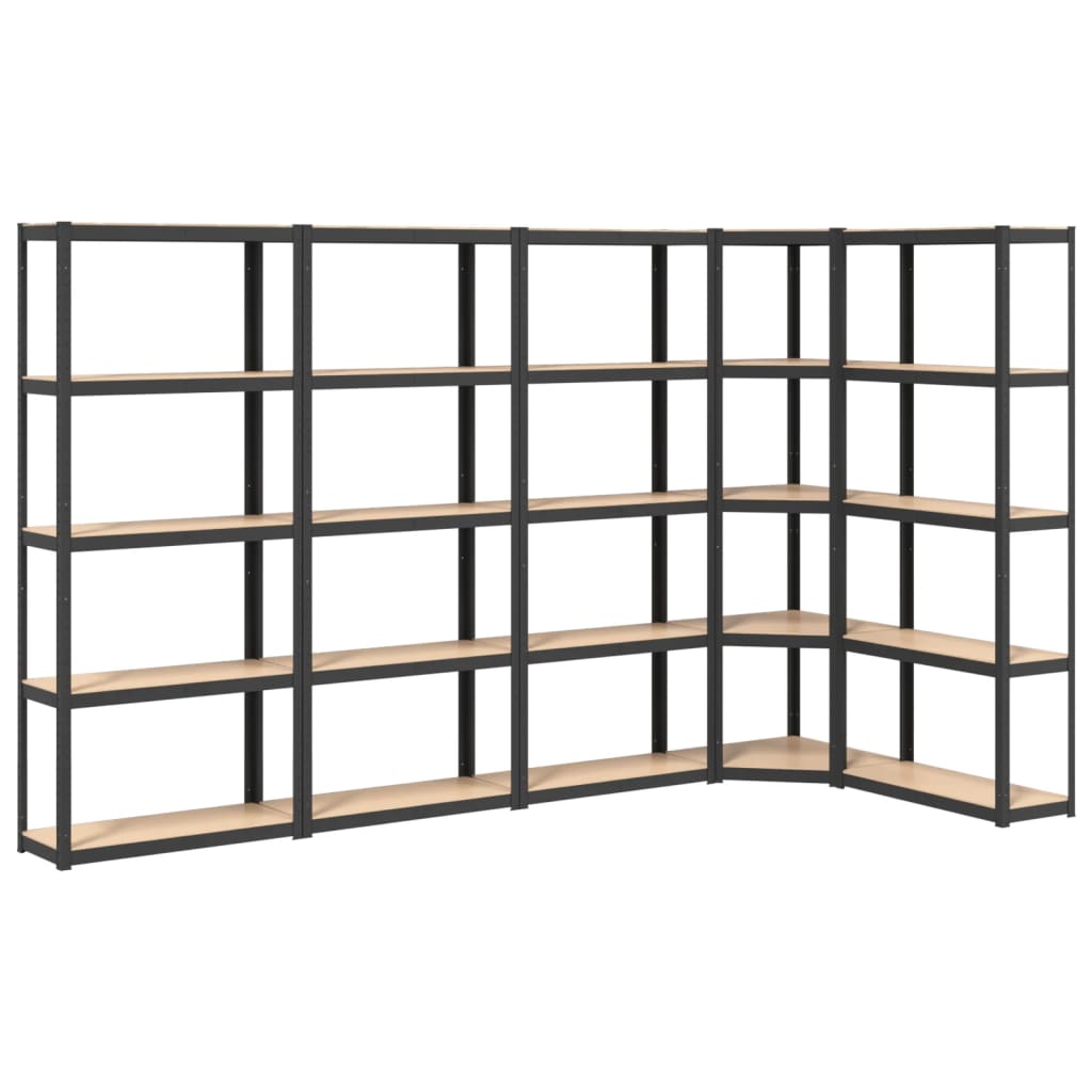 5-Layer Shelves 5 pcs Anthracite Steel&Engineered Wood