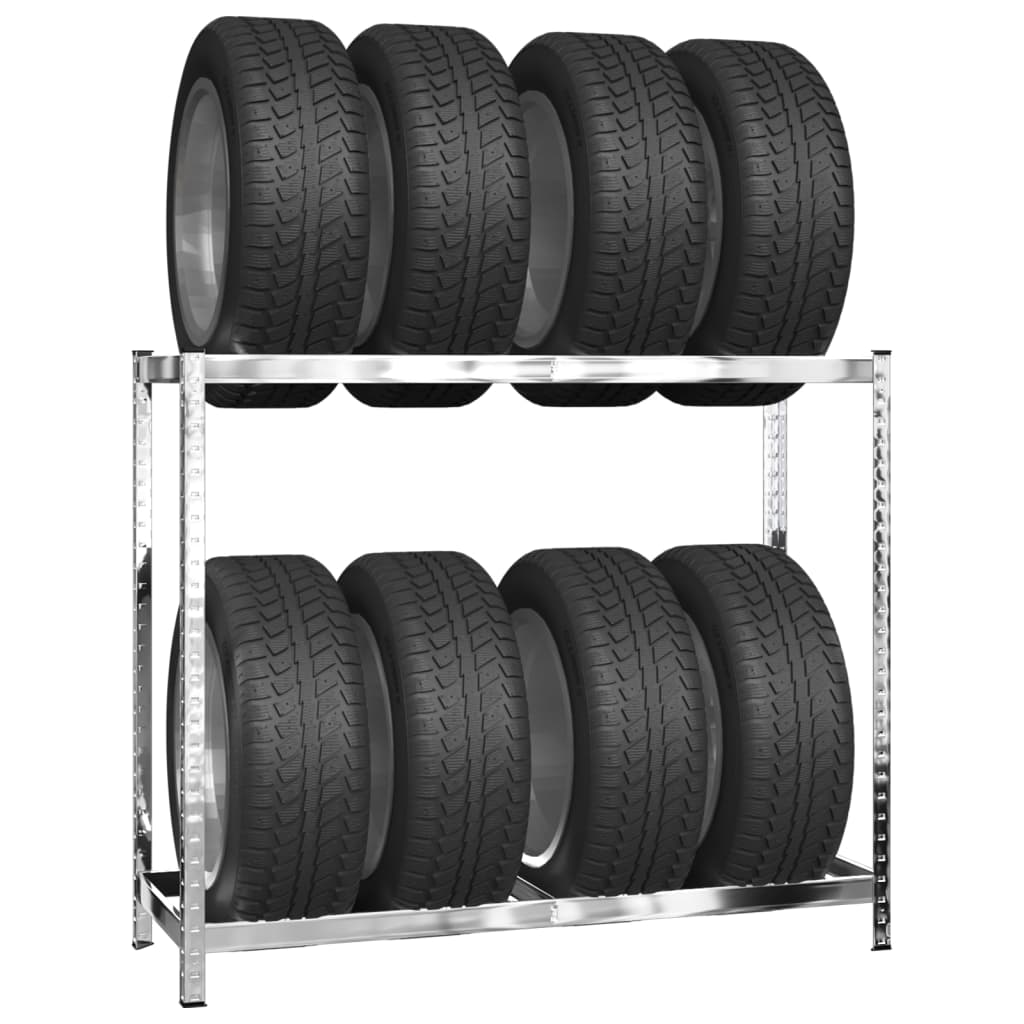 2-Layer Tire Racks 3 pcs Silver 110x40x110 cm Steel