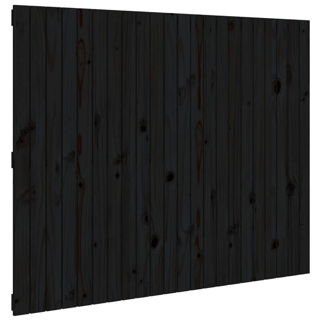 Wall Headboard Black 140x3x110 cm Solid Wood Pine