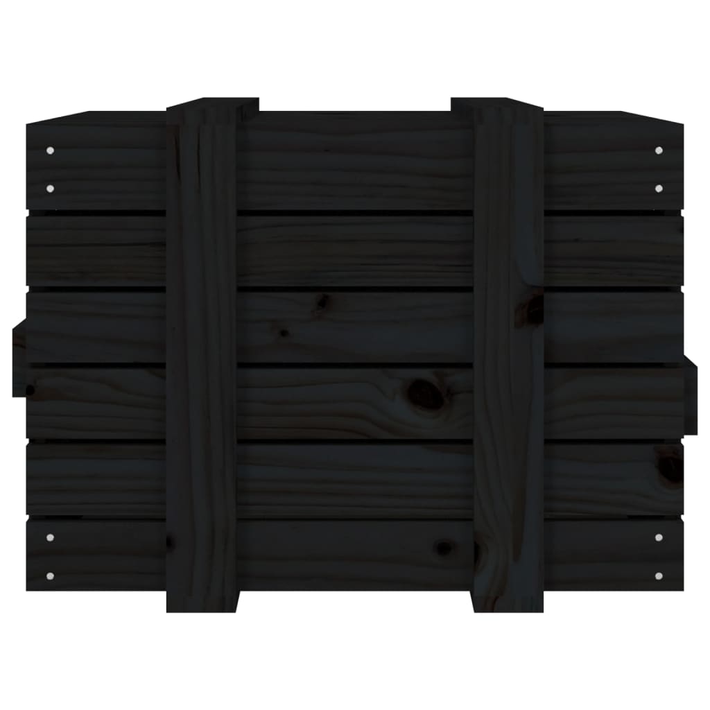 Storage Box Black 58x40.5x42 cm Solid Wood Pine