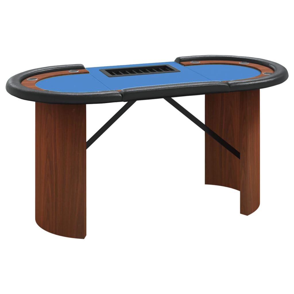 10-Player Poker Table with Chip Tray Blue 160x80x75 cm