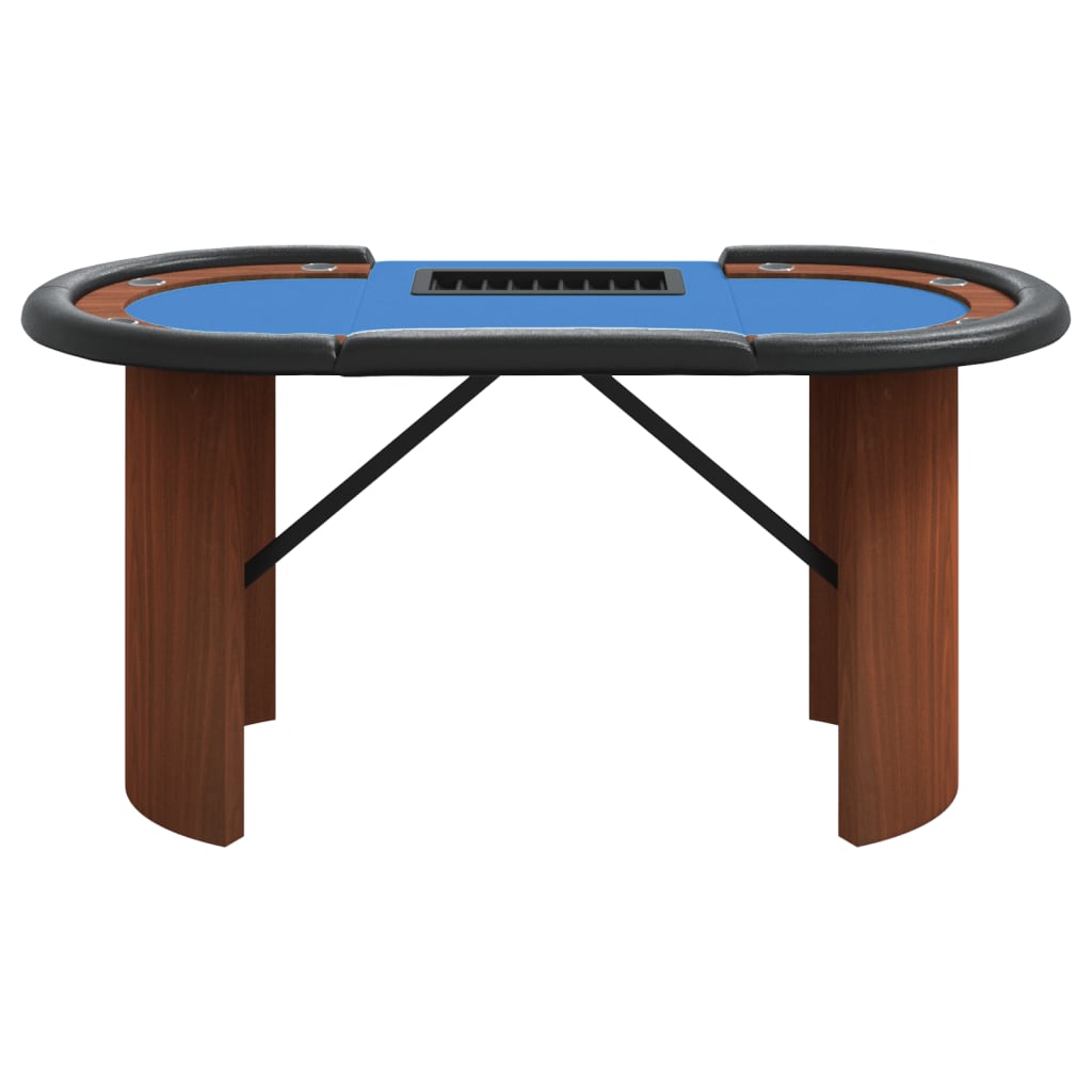 10-Player Poker Table with Chip Tray Blue 160x80x75 cm