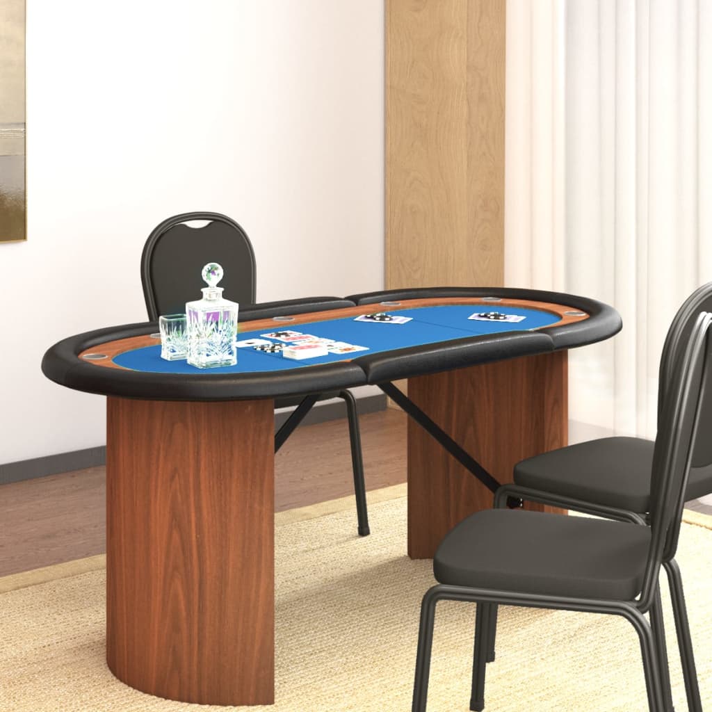 10-Player Poker Table Blue 160x80x75 cm
