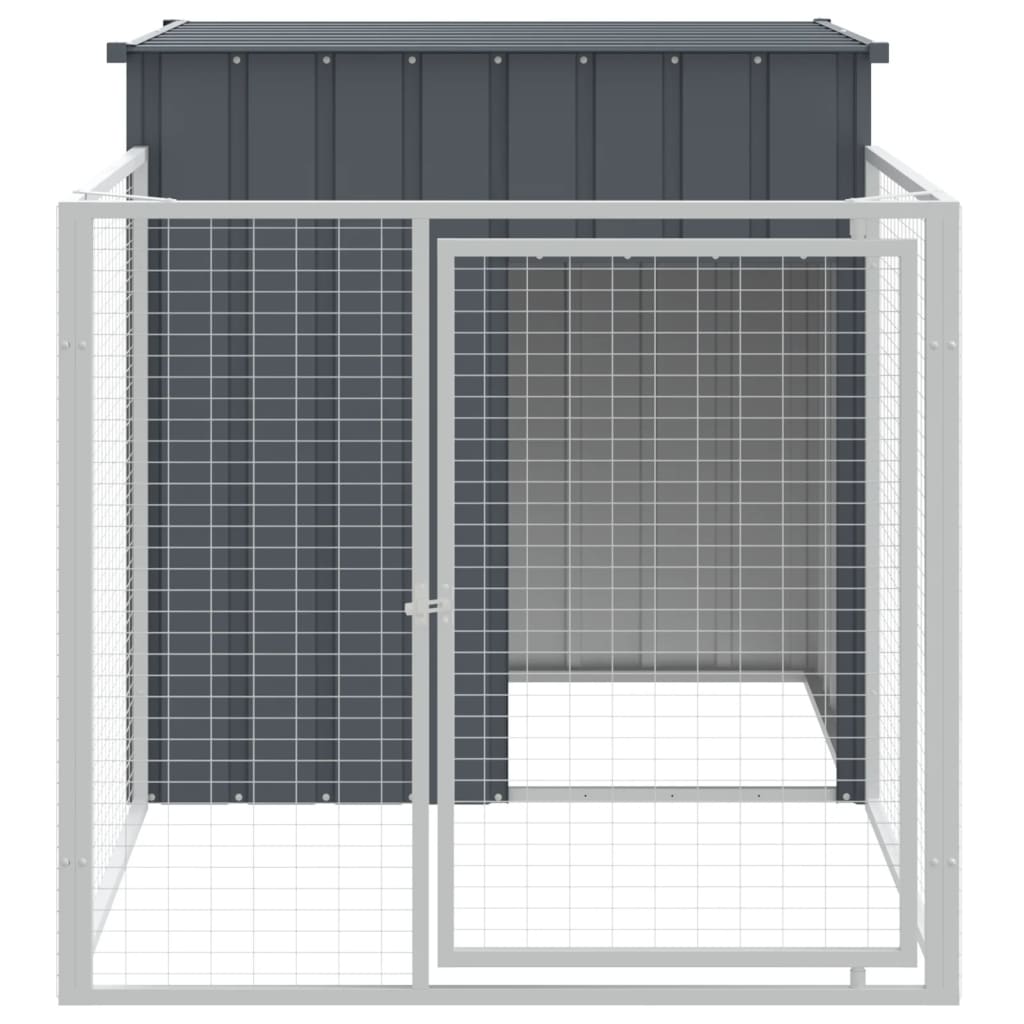 Dog House with Run Anthracite 110x201x110 cm Galvanised Steel