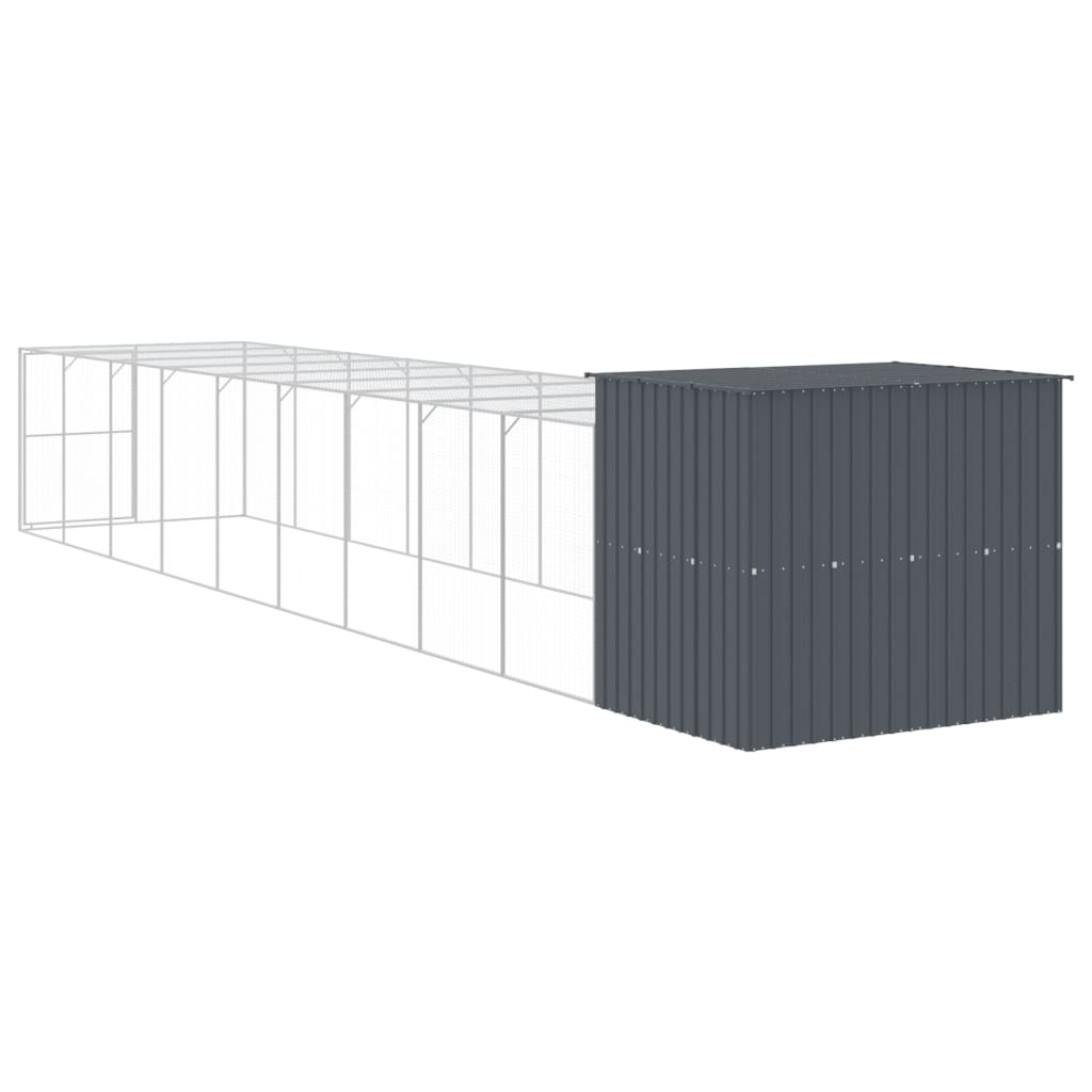 Dog House with Run Anthracite 214x1069x181 cm Galvanised Steel